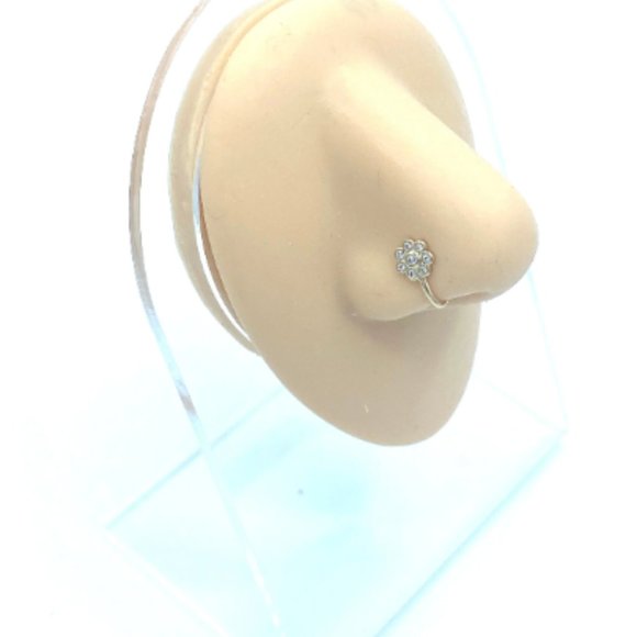 CZ Flower 24 KT Gold Plated Nose Cuff Fake Nose Rings No Piercing Jewelry - Picture 2 of 5